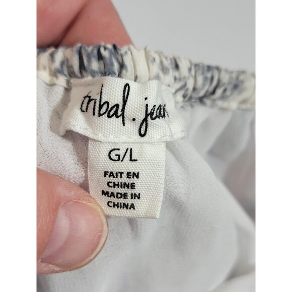 TRIBAL JEANS Women's L Silky Python Popover Flowy Peasant Blouse Shirt Top - Picture 11 of 13